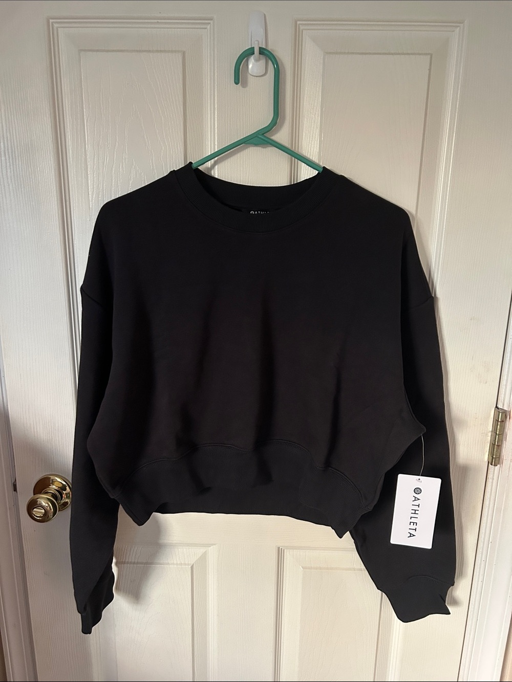 Athleta Black Cropped Crew Sweatshirt